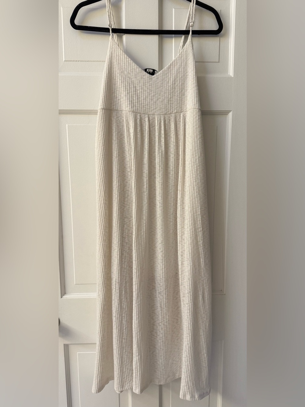 GILLI Ivory Ribbed Maxi Dress Size Large Lined Adjustable Straps